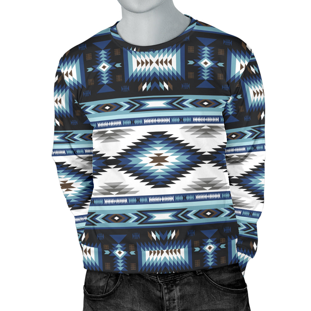Navajo Dark Blue Print Pattern Men Long Sleeve Sweatshirt
