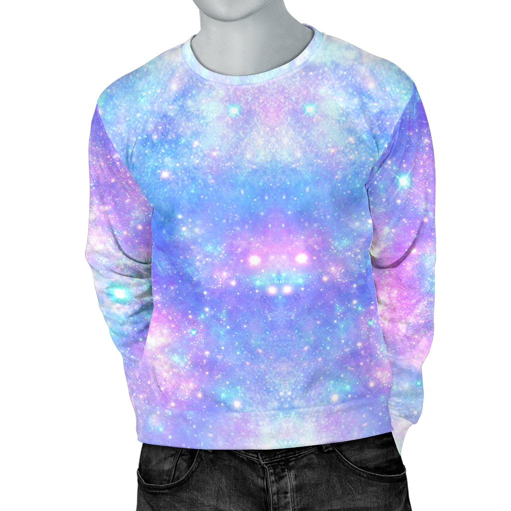 Galaxy Stardust Pastel Color Print Men Long Sleeve Sweatshirt