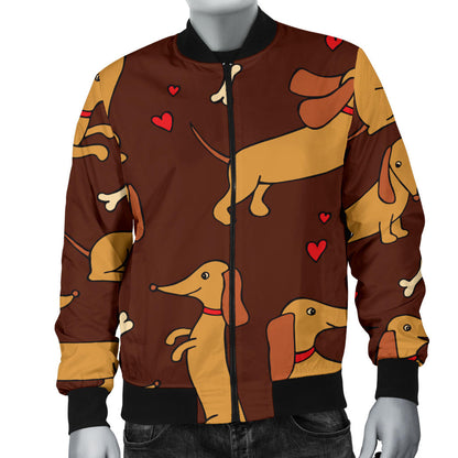 Dachshund Happy Print Pattern Men Bomber Jacket
