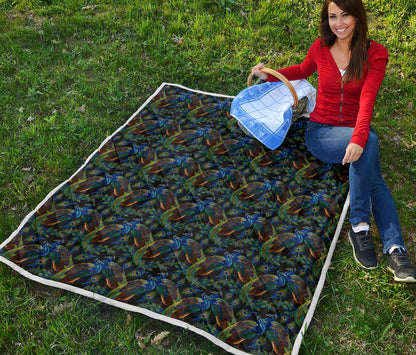 Peacock Themed Design Print Quilt Bedspread