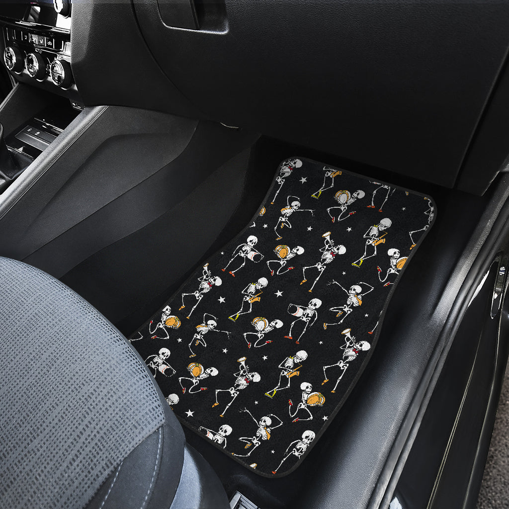 Skeleton Dance Print Car Floor Mats Front Back