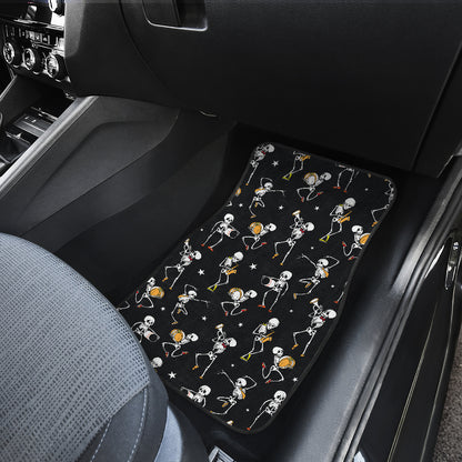 Skeleton Dance Print Car Floor Mats Front Back