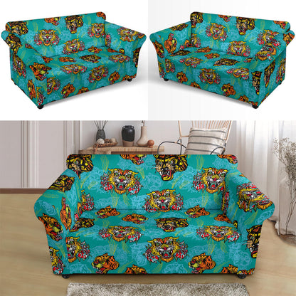 Tattoo Tiger Head Print Design LKS304 Loveseat Couch Slipcover