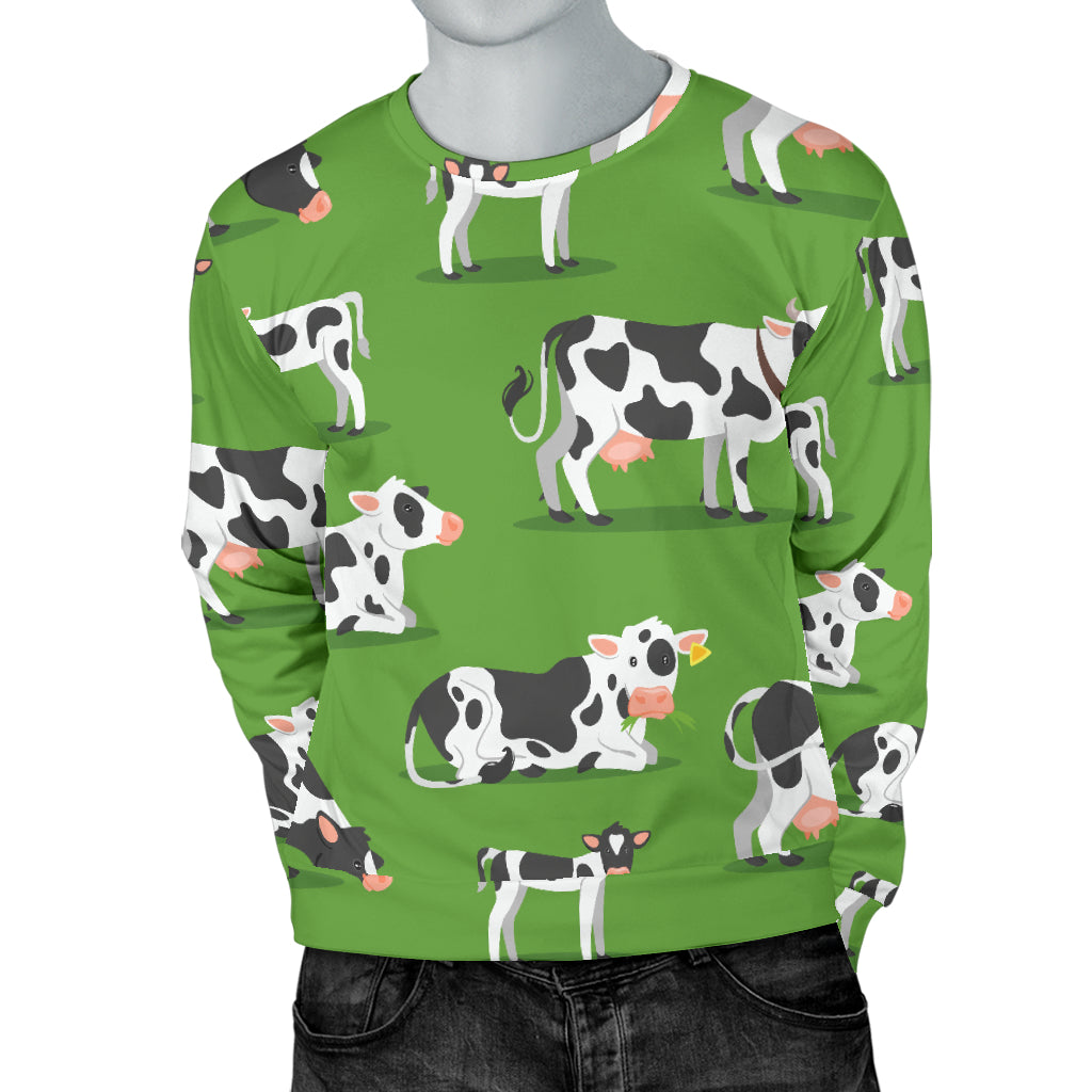 Cow Happy Print Pattern Men Long Sleeve Sweatshirt