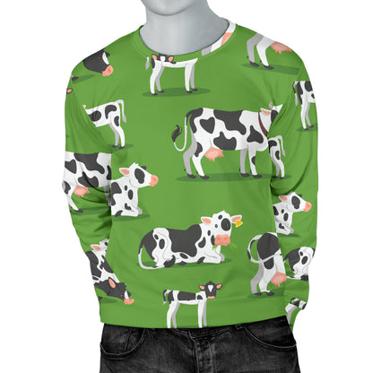 Cow Happy Print Pattern Men Long Sleeve Sweatshirt