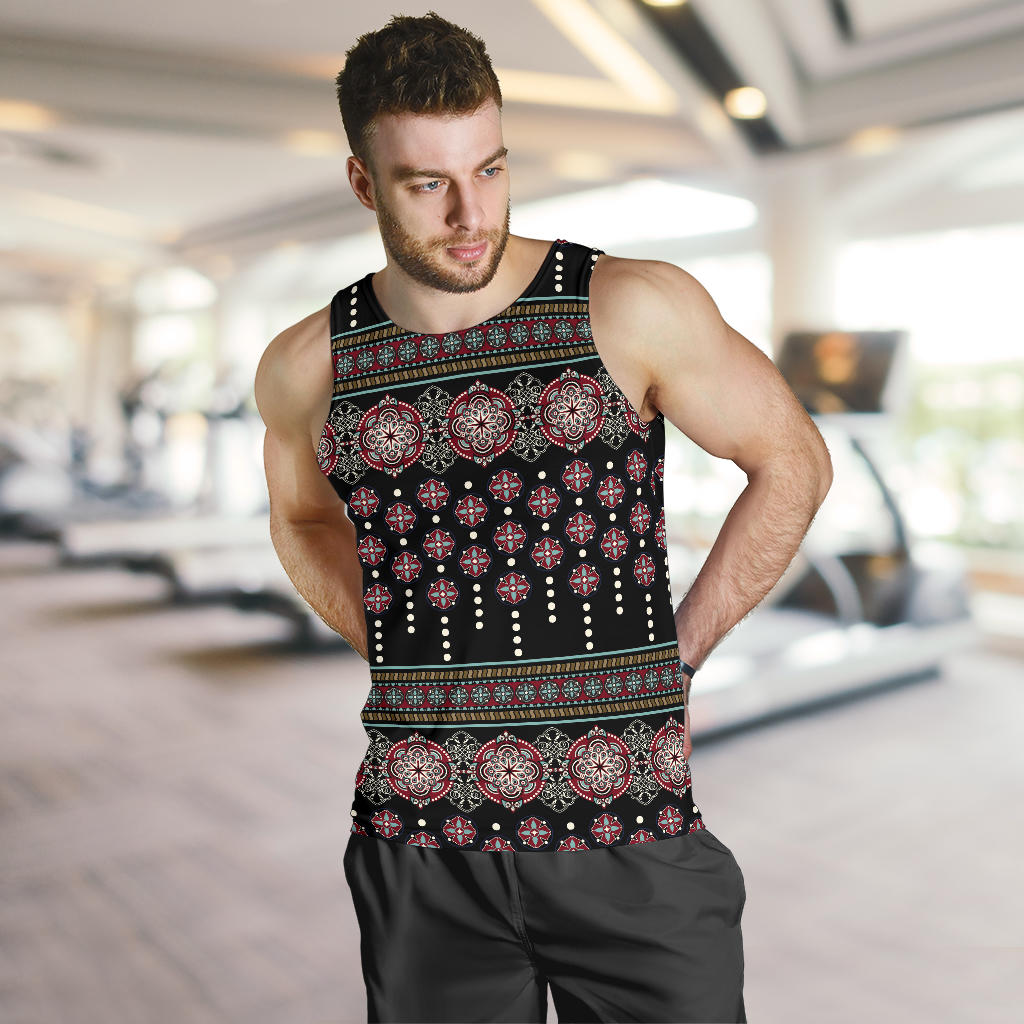 Ethnic Dot Style Print Pattern Men Tank Top