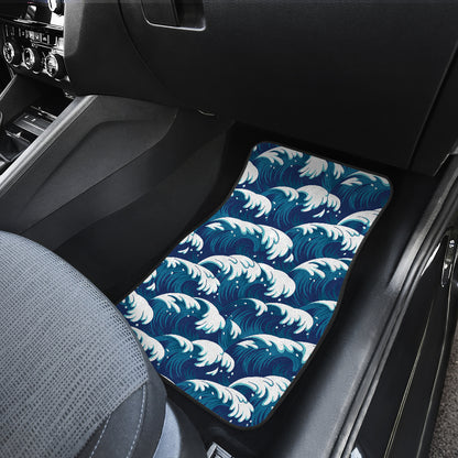 Ocean Wave Pattern Print Car Floor Mats Front Back
