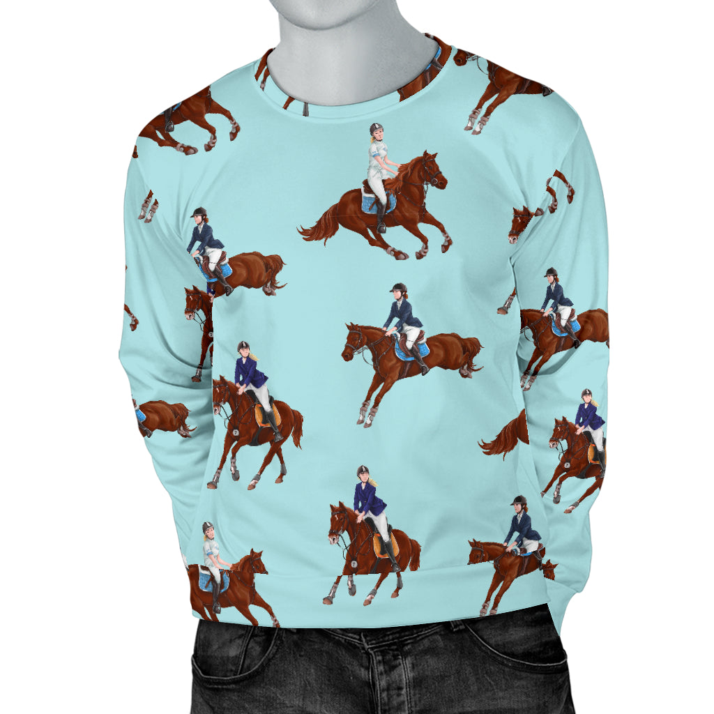 Equestrian Horse Riding Men Long Sleeve Sweatshirt