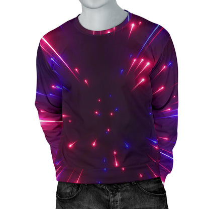 Celestial Purple Blue Neon Speed Light Men Long Sleeve Sweatshirt