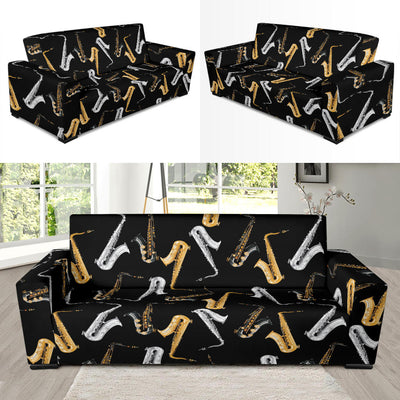 Saxophone Pattern Print Design 01 Sofa Slipcover