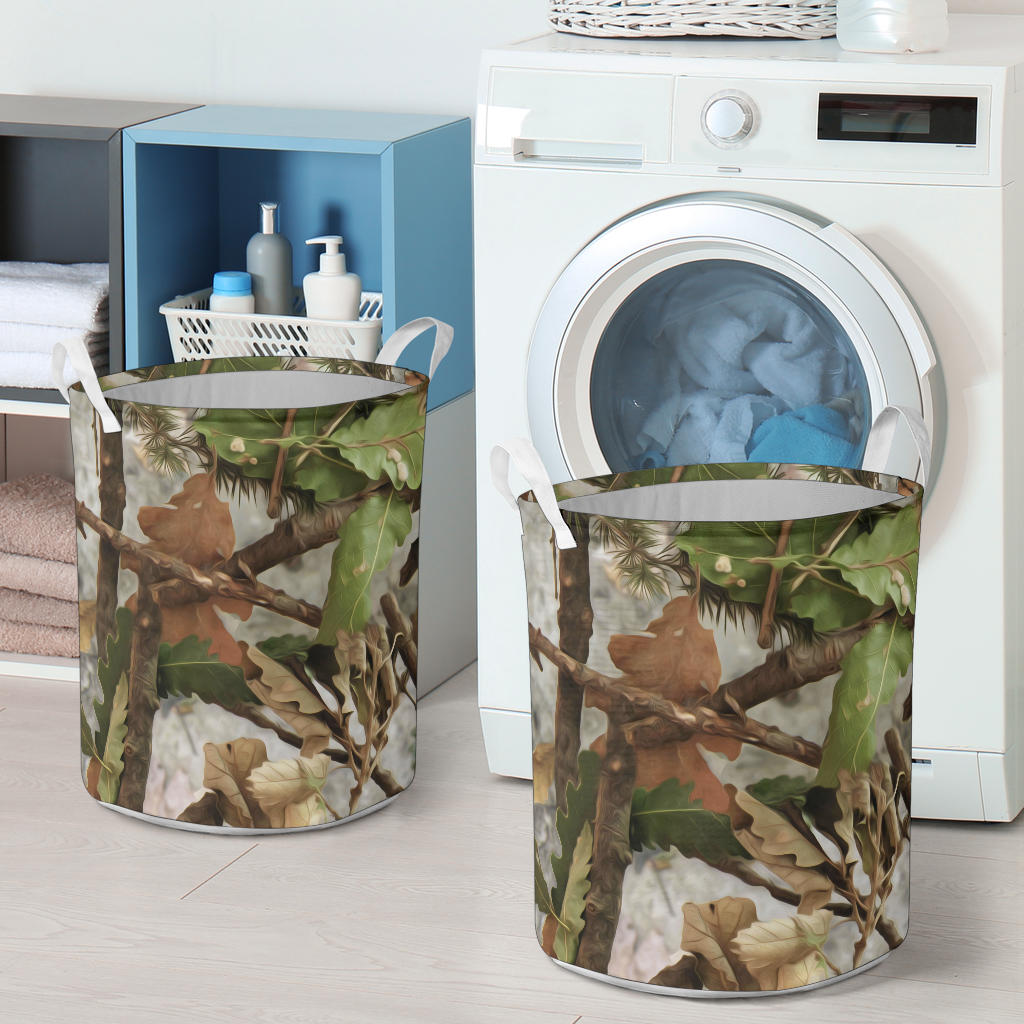 Camo Realistic Tree Forest Print Laundry Basket