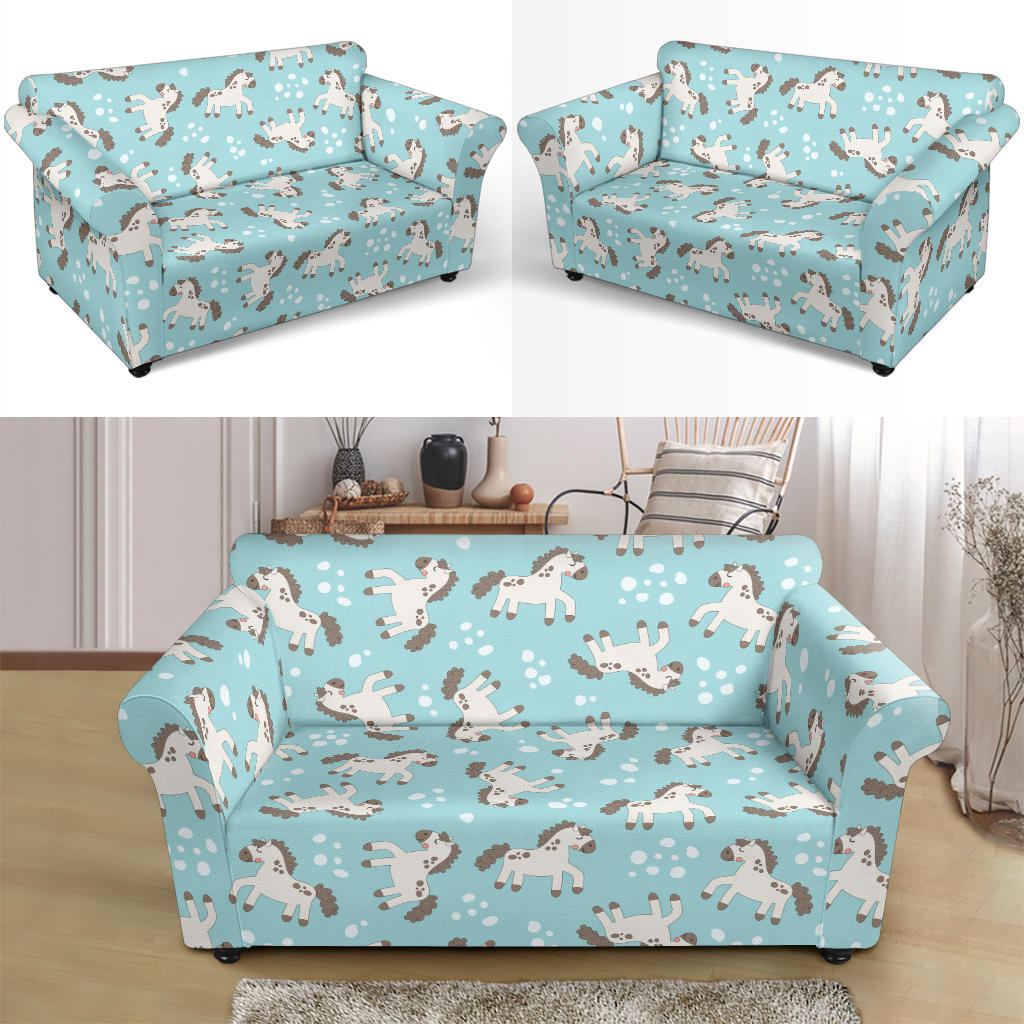 Horse Cute Print Design LKS306 Loveseat Couch Slipcover
