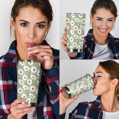 Daisy Yellow Print Pattern Tumbler