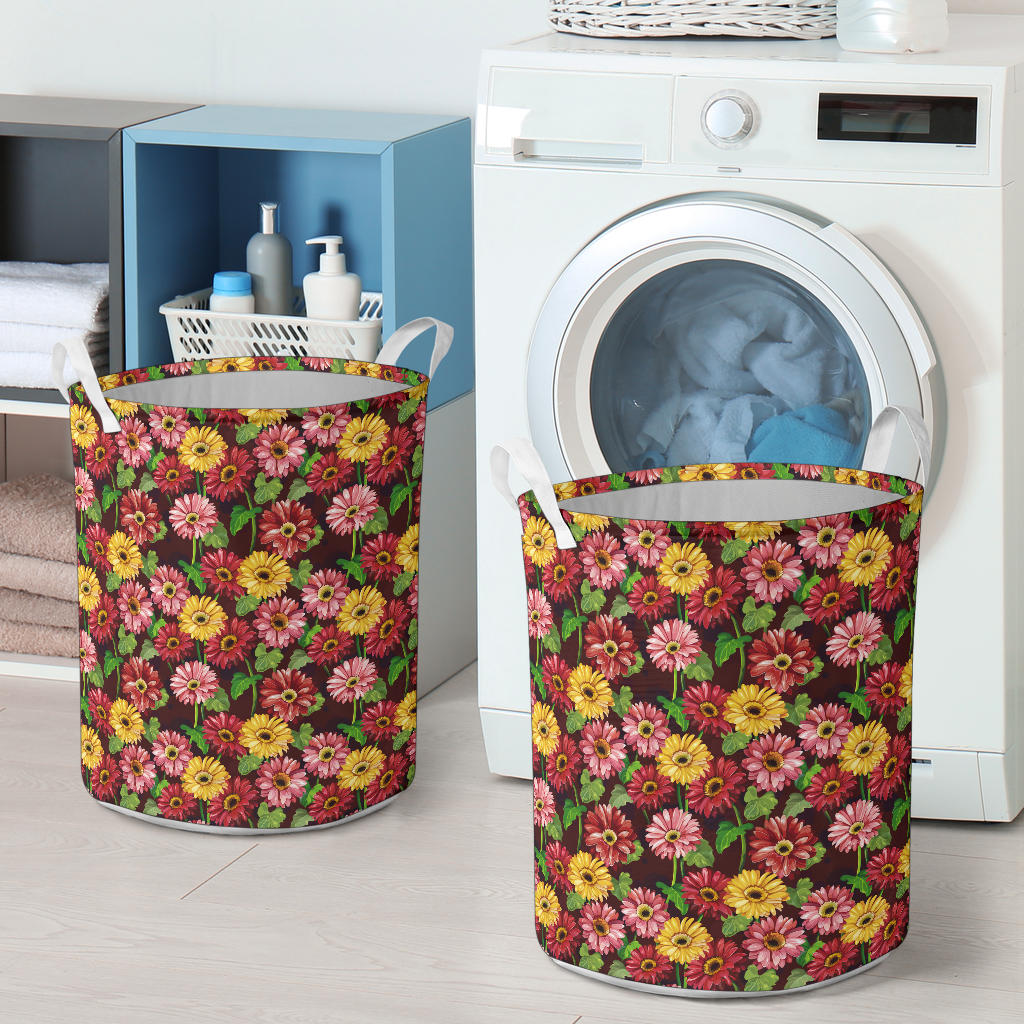 Daisy Gerbera Print Pattern Laundry Basket
