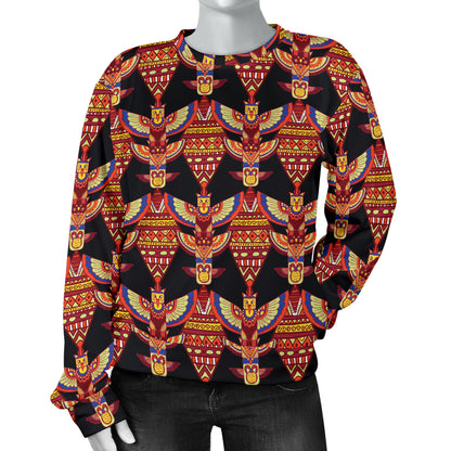 Totem Pole Print Women Long Sleeve Sweatshirt