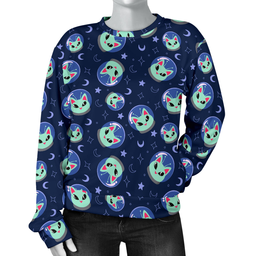 Alien Cat Women Long Sleeve Sweatshirt