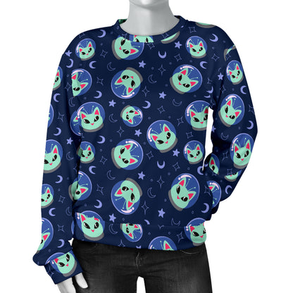 Alien Cat Women Long Sleeve Sweatshirt