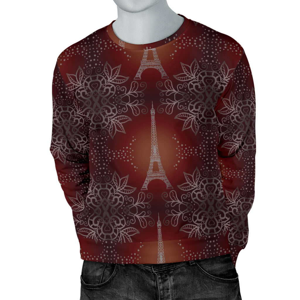 Eiffel Tower Drawing Print Men Long Sleeve Sweatshirt