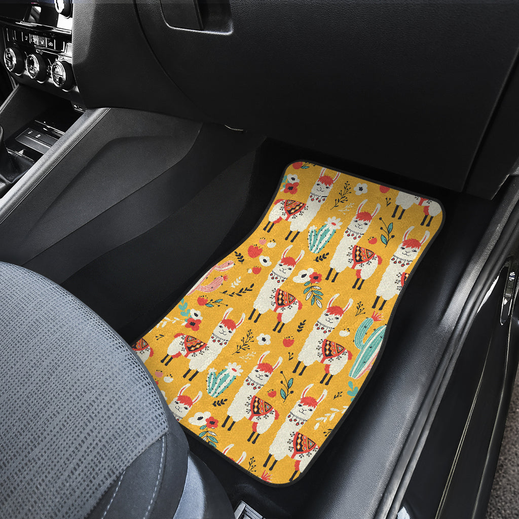 Llama Cute Themed Print Car Floor Mats Front Back