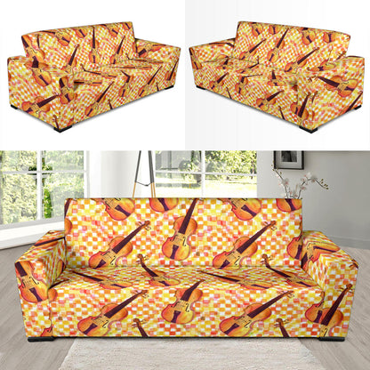 Violin Pattern Print Design 03 Sofa Slipcover