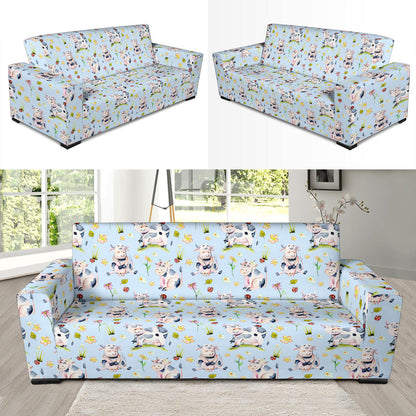 Cow Happy Pattern Print Design 05 Sofa Slipcover