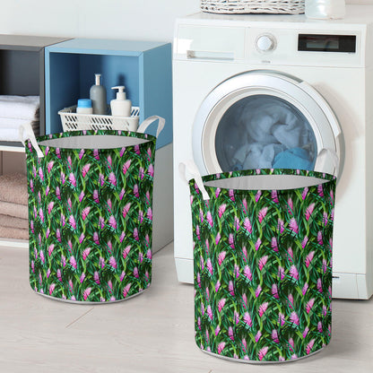 Tropical Folower Pink Heliconia Print Laundry Basket