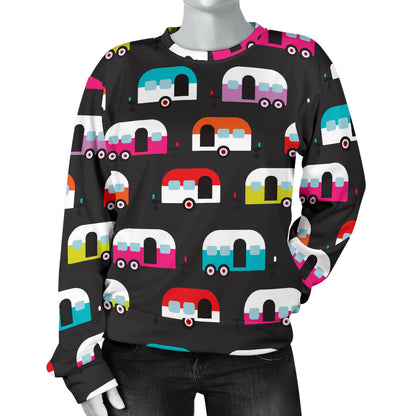 Camper Caravan Pattern Women Long Sleeve Sweatshirt