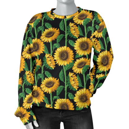 Sunflower Realistic Print Pattern Women Long Sleeve Sweatshirt