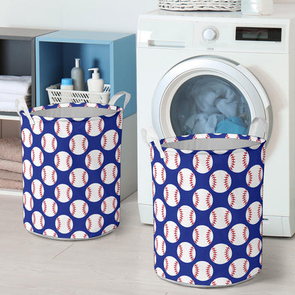 Baseball Blue Background Laundry Basket