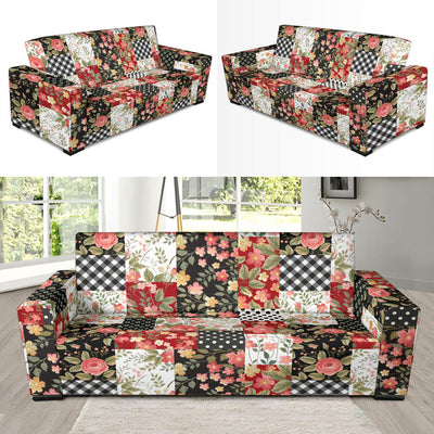 Patchwork Flower Pattern Print Design 03 Sofa Slipcover