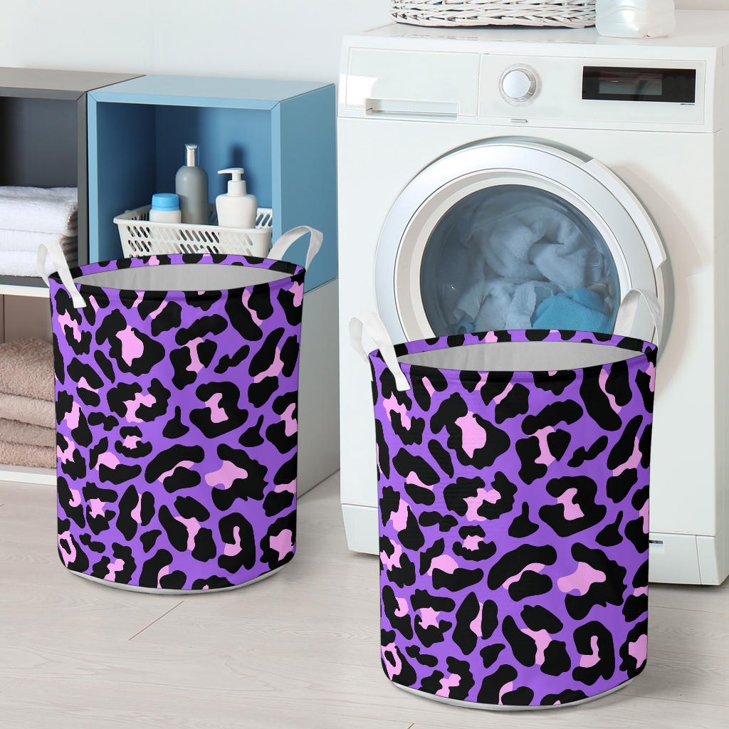 Cheetah Purple Neon Print Pattern Laundry Basket