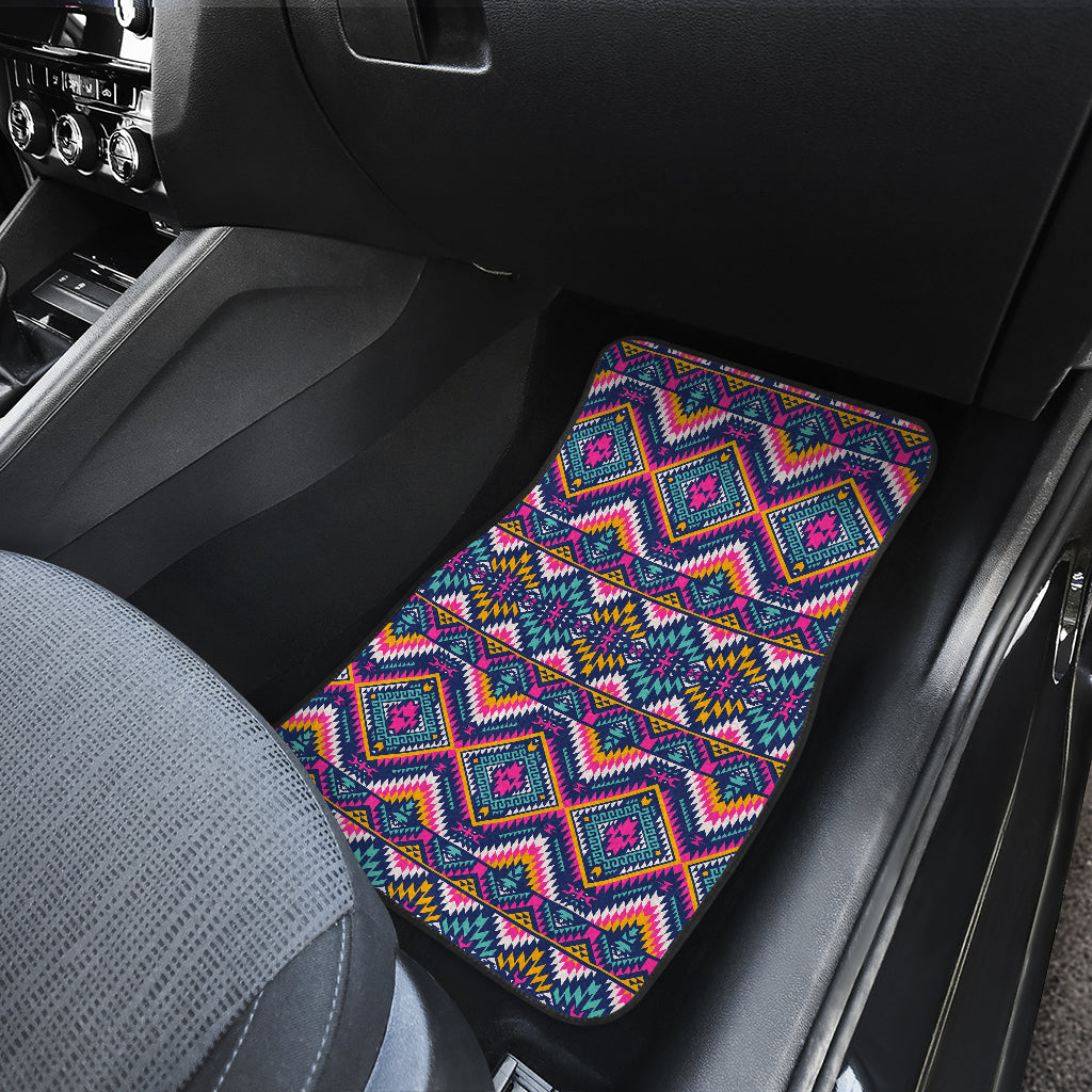 Indian Navajo Pink Themed Design Print Car Floor Mats Front Back