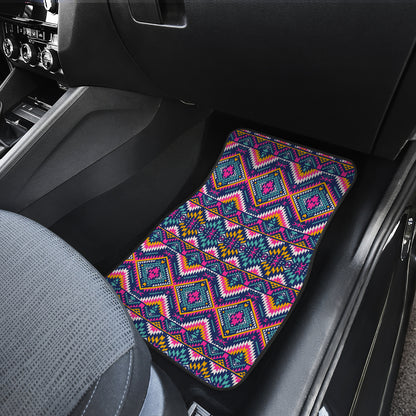 Indian Navajo Pink Themed Design Print Car Floor Mats Front Back