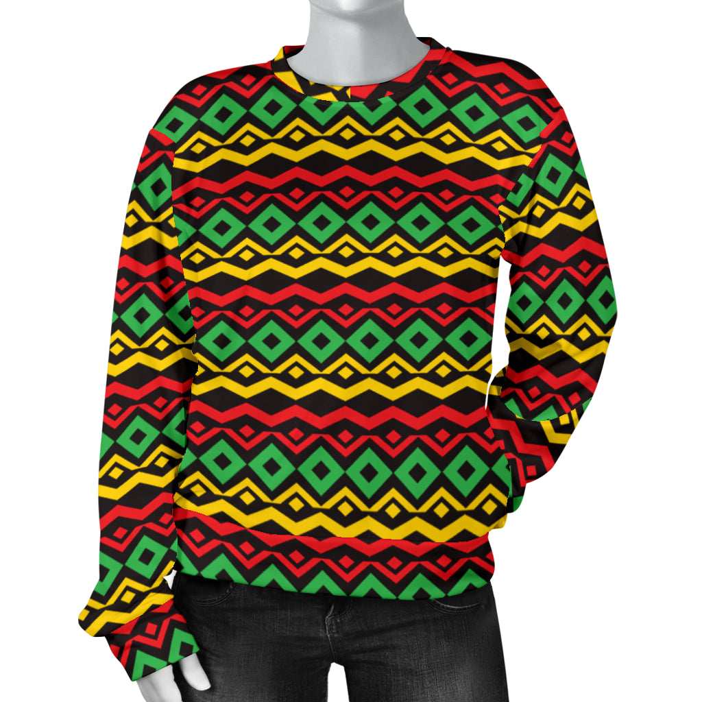 Rasta Reggae Color Themed Women Long Sleeve Sweatshirt