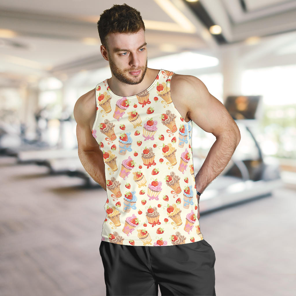 Cupcakes Strawberry Cherry Print Men Tank Top
