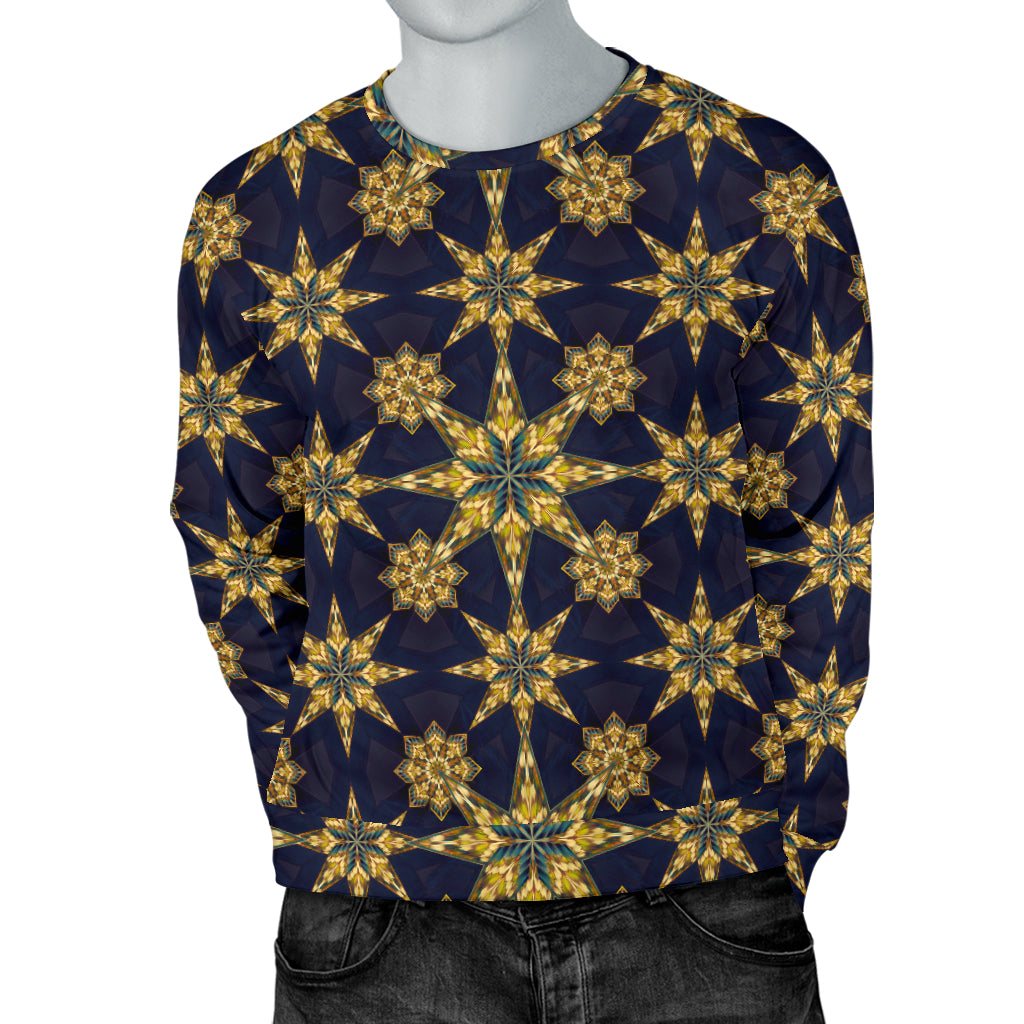 kaleidoscope Gold Print Design Men Long Sleeve Sweatshirt