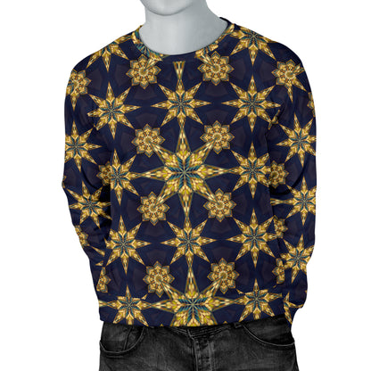 kaleidoscope Gold Print Design Men Long Sleeve Sweatshirt