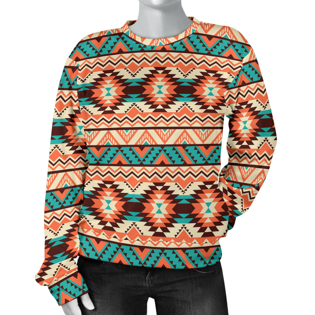 Navajo Western Style Print Pattern Women Long Sleeve Sweatshirt