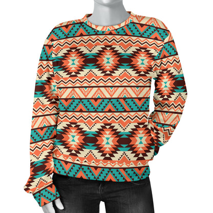 Navajo Western Style Print Pattern Women Long Sleeve Sweatshirt