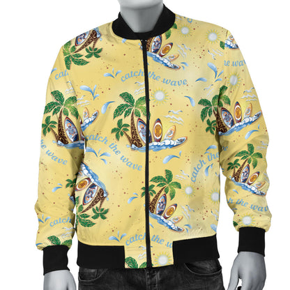 Surf Catch the Wave Design Men Bomber Jacket