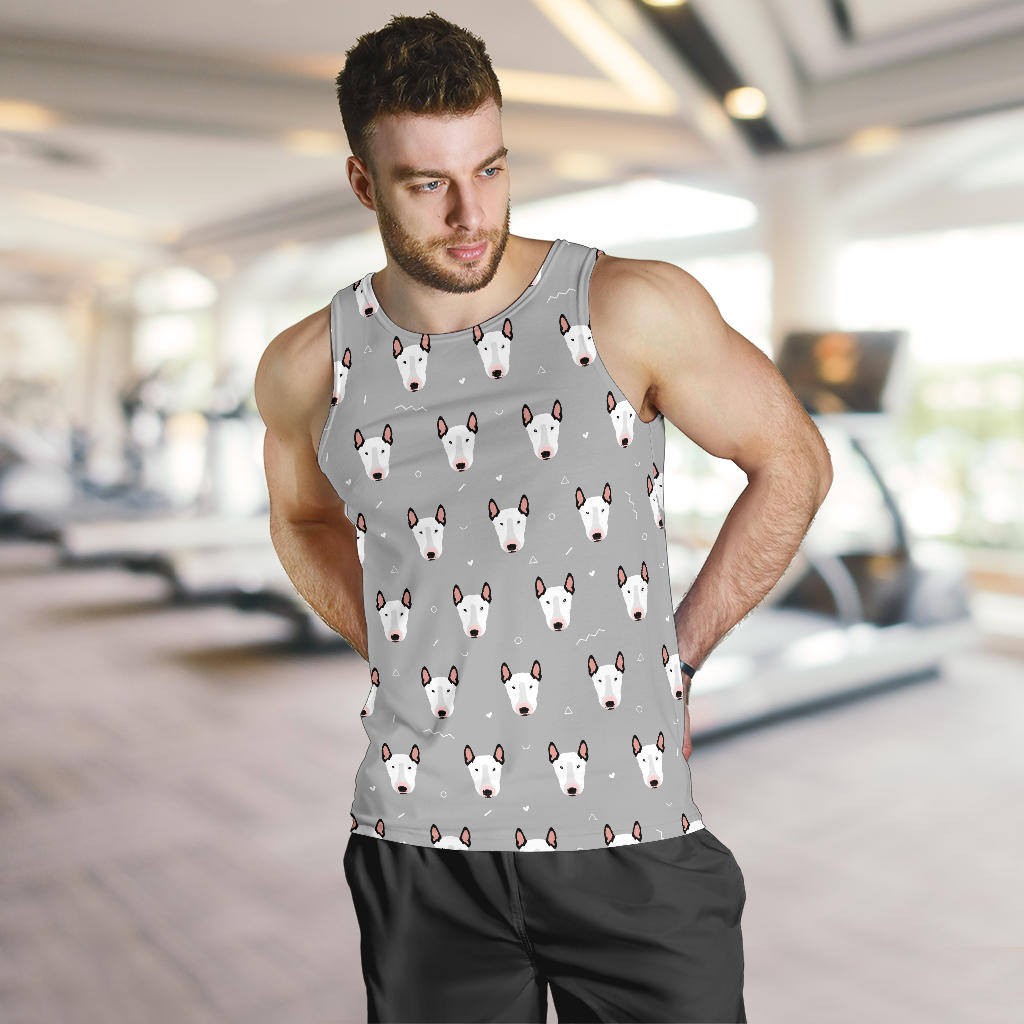 Bull Terrier Head Print Pattern Men Tank Top