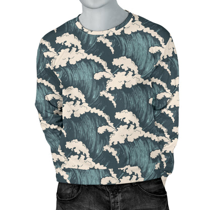 Wave Art Print Men Long Sleeve Sweatshirt