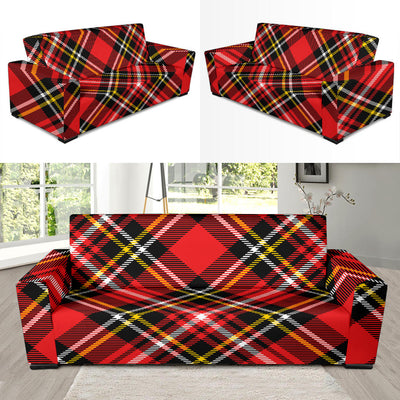 Plaid Red Pattern Print Design A03 Sofa Slipcover