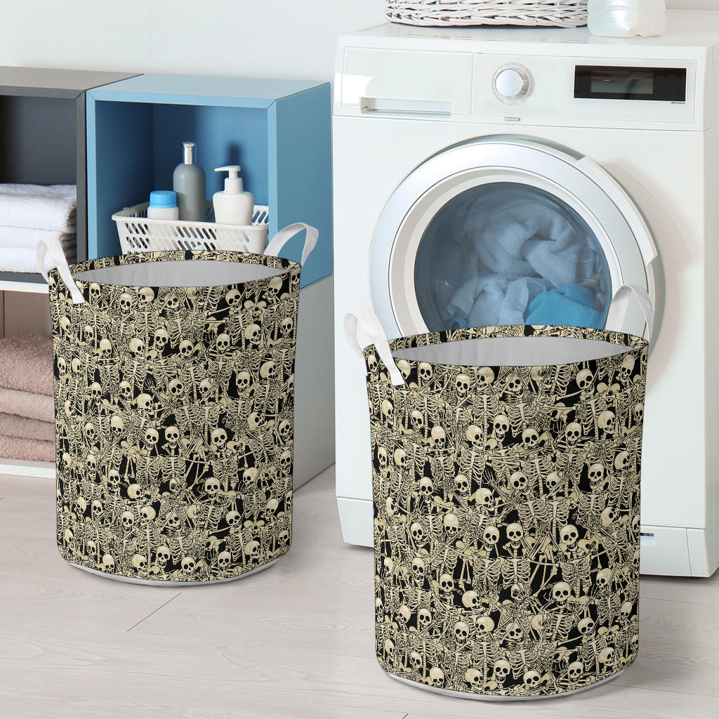 Skeleton Design Print Laundry Basket