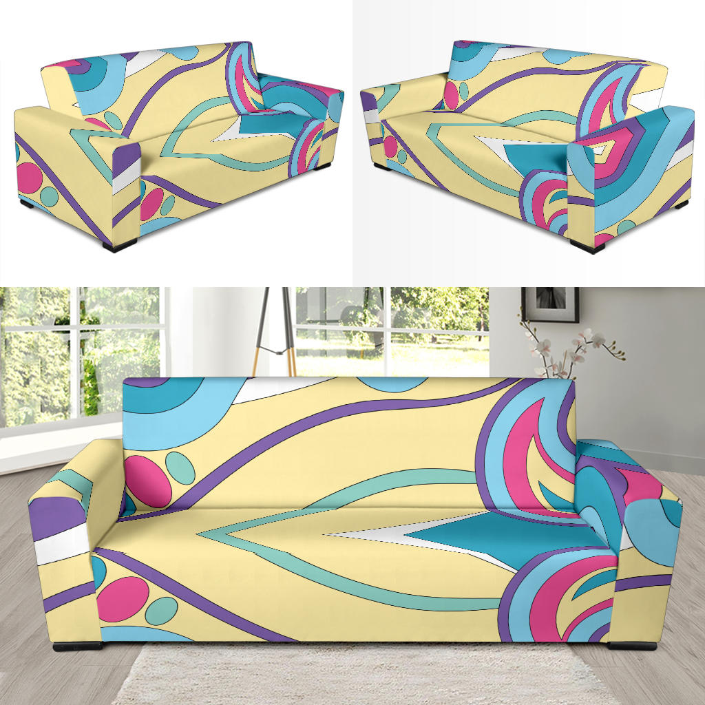 Funky Retro Pattern Print Design A01 Sofa Slipcover