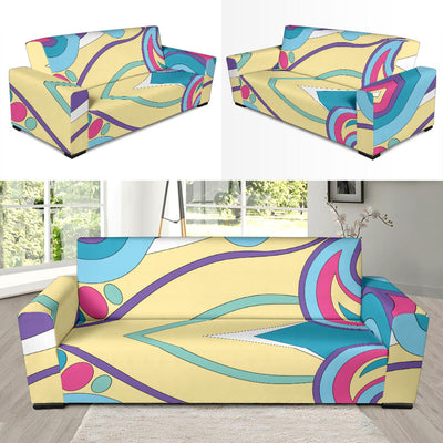 Funky Retro Pattern Print Design A01 Sofa Slipcover