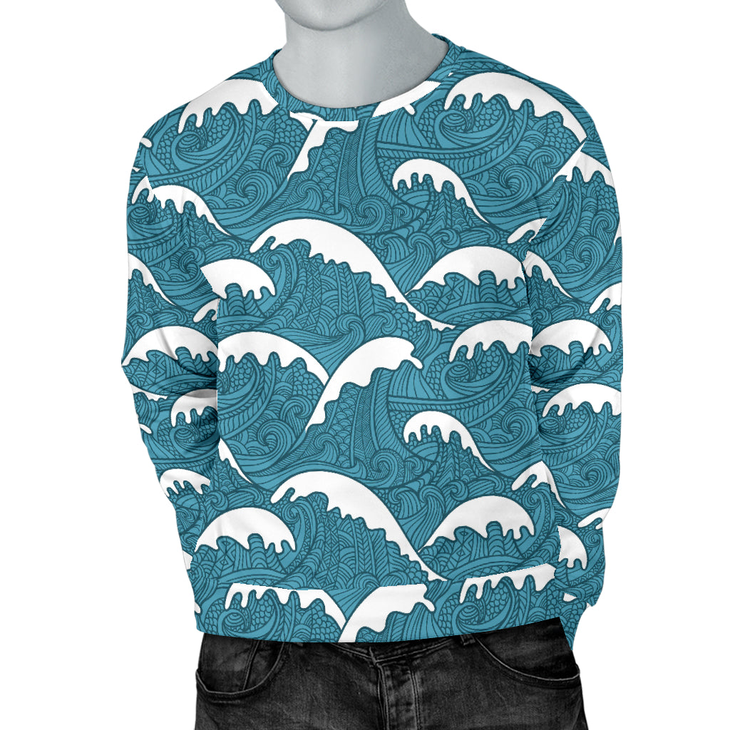 Surf Wave Tribal Design Men Long Sleeve Sweatshirt