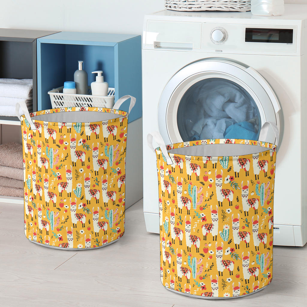 Llama Cute Themed Print Laundry Basket