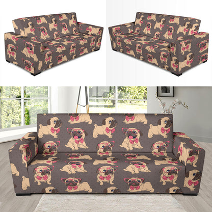 Pug Pattern Print Design A05 Sofa Slipcover