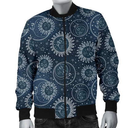 Sun Moon Tattoo Design Themed Print Men Bomber Jacket